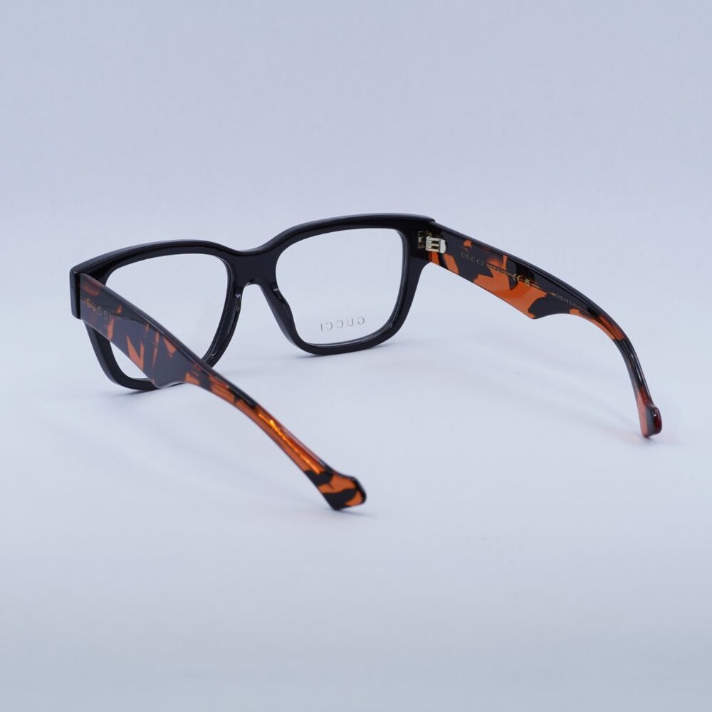 🕶️ New Gucci GG1428O 006 Eyeglasses - Black With Orange Havana Frame - Picture 9 of 10